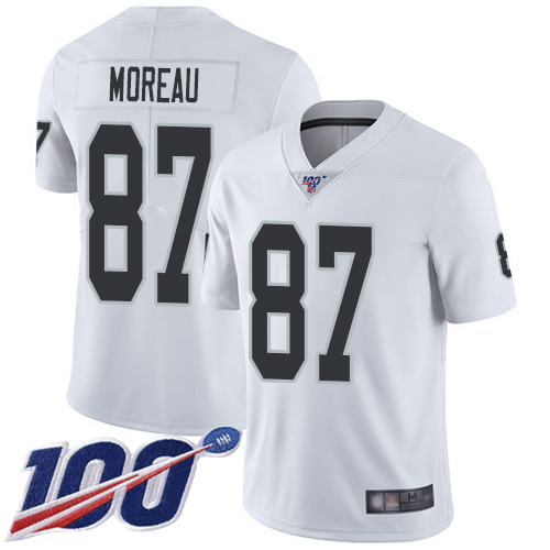 Men Oakland Raiders Limited White Foster Moreau Road Jersey NFL Football #87 100th Season Vapor Jersey